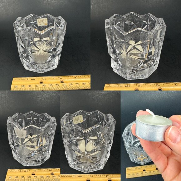 Vtg Mikasa Starglow Votive Candleholder Clear Frosted Glass Textured WY372/610 - Picture 5 of 11